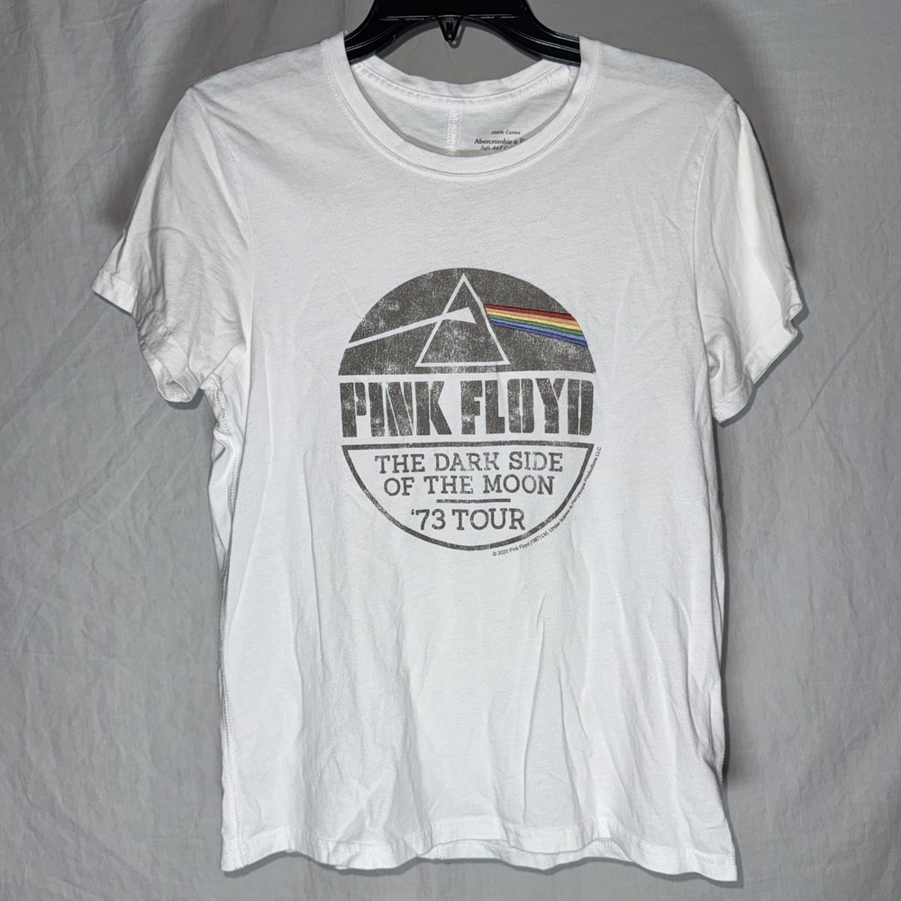 Abercrombie & Fitch 100% Cotton Pink Floyd '73 Tour Graphic Tee White S